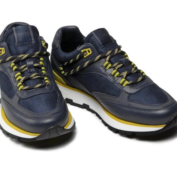 HUGO BOSS Arigon Sneakers Hybrid Trainers Hiking Blue Shoes Size 7 - Picture 1 of 6